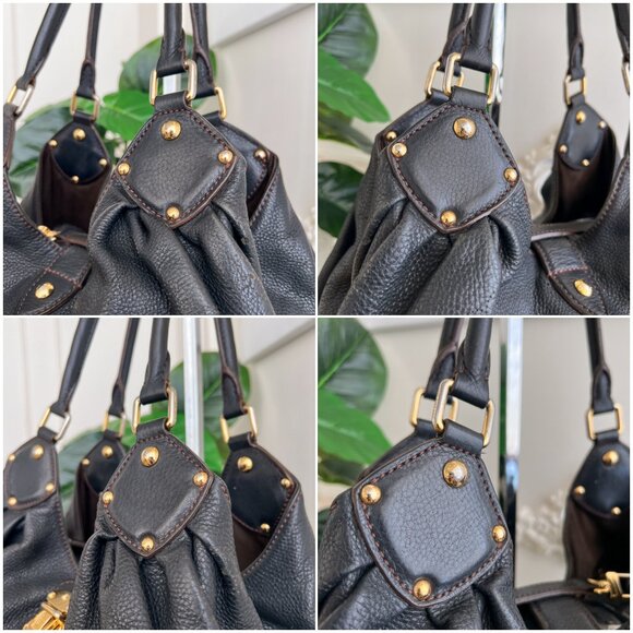 Authentic Louis Vuitton Mahina hobo L Leather monogram dark blue bag B0905 - Picture 11 of 16